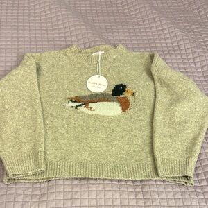 Bailey Rose Women's Crew Neck Sweater - Beige with Duck Design